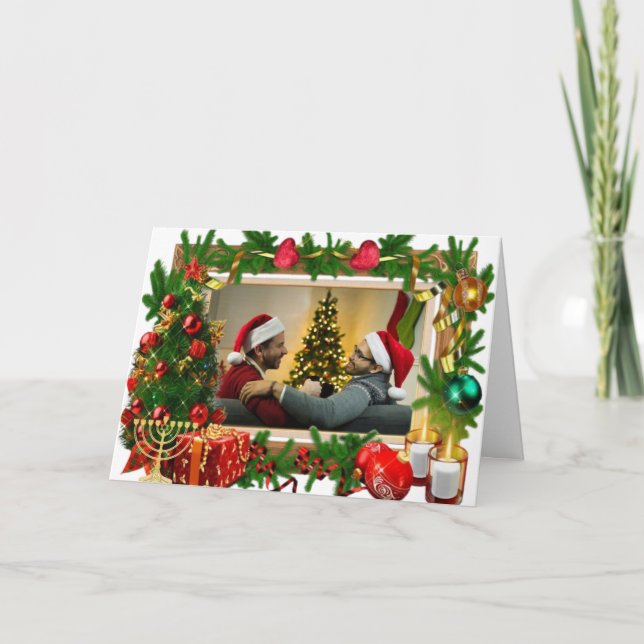 Cartão LGBTQIA+ Feliz Natal imagem-texto sutil Personaliz (Frente)