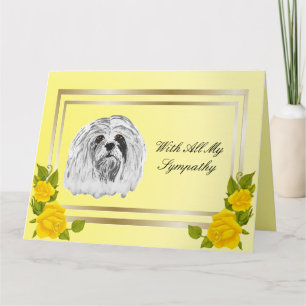 Cartão Lhasa Apso and Yellow Roses Pet Loss