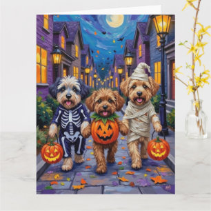 Cartão Lhasa Apso Trick-or-Tratating In Halloween
