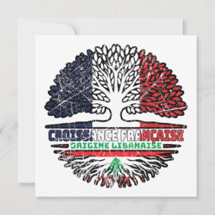 Cartão Líbano Libanês França Francês Árvore Bandeira