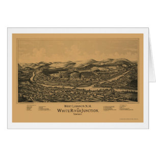 Cartão Líbano ocidental, mapa panorâmico do NH - 1889