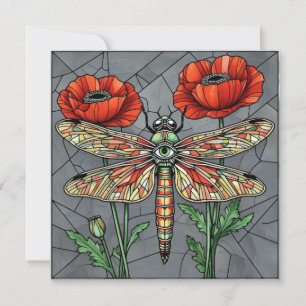 Cartão Libélula Flor de Papoula Olho Místico que Tudo Vê