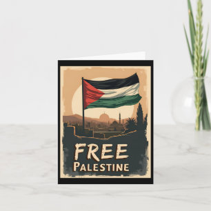 Cartão Liberdade da Palestina - Bandeira Palestina com Ou