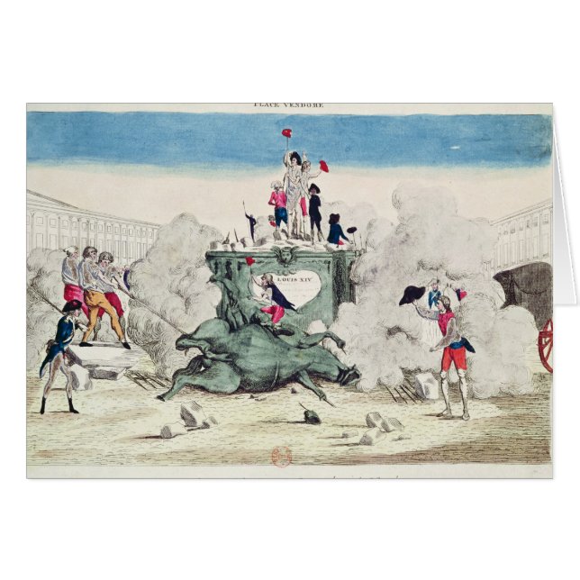 Cartão Liberdade que toppling a estátua do grande (Frente Horizontal)