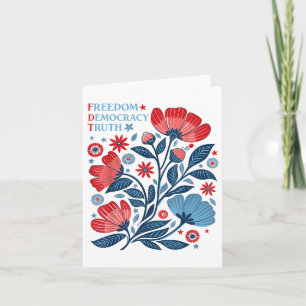 Cartão Liberdade Sutil Democracia Verdade Boho Floral 4º