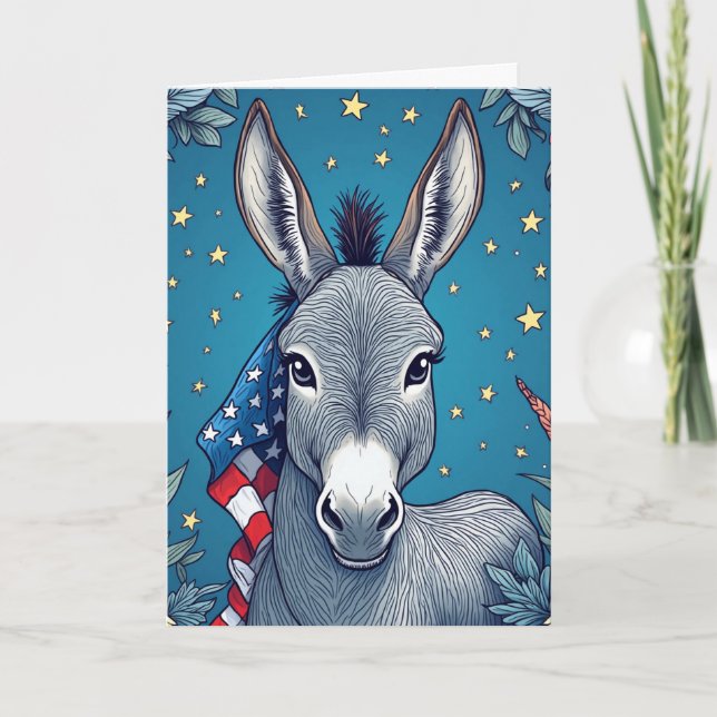 Cartão Liberty Donkey Flag Vote Reminder (Frente)