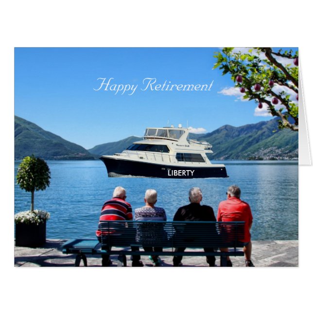 Cartão Liberty Yacht em um Lago Feliz Reforma (Frente horizontal)