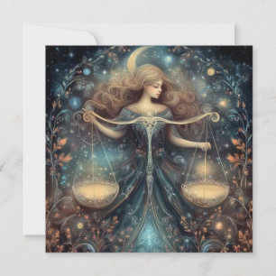 Cartão Libra Balança Zodíaco Astrologia Celestial Anivers