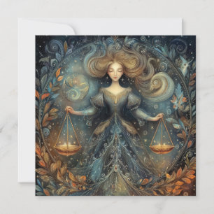 Cartão Libra Balança Zodíaco Astrologia Mística Aniversár
