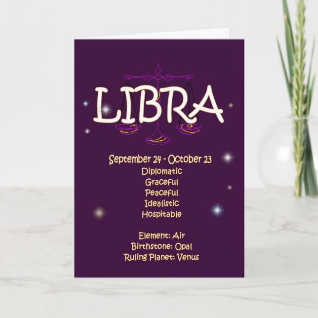 Cartão Libra Zodiac Birthday (Frente)
