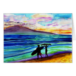 Cartão Lição Lahaina do surf da tarde