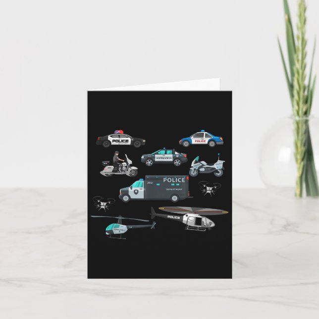 Cartão Lice Vehicles Cop Helicopter Toddlers Kids Women M (Frente)