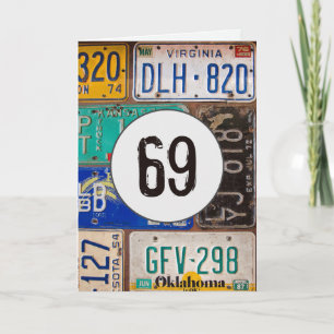 Cartão Licença de Vintage Plates para 69º aniversário