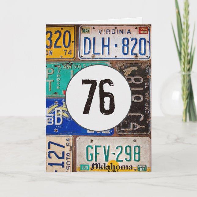 Cartão Licença de Vintage Plates para 76º aniversário (Frente)