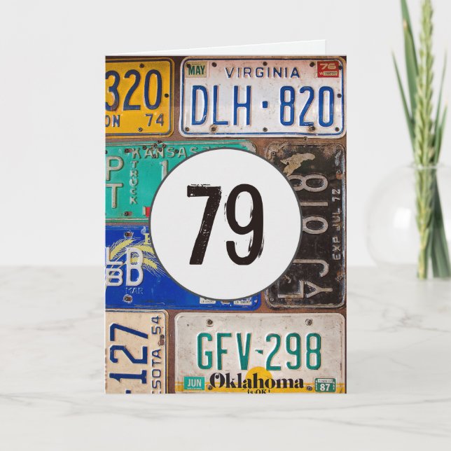 Cartão Licença de Vintage Plates para 79º aniversário (Frente)