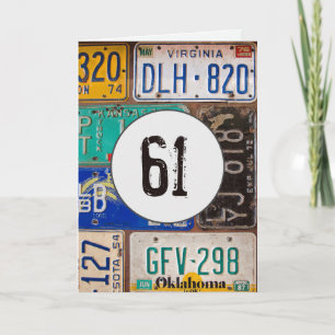 Cartão Licença de Vintage Plates para aniversário de 61 r
