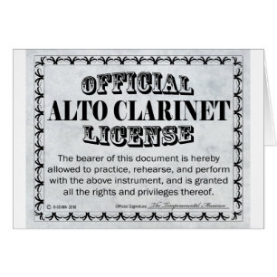 Cartão Licença do Alto Clarinet
