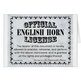 Cartão Licença Inglesa Horn