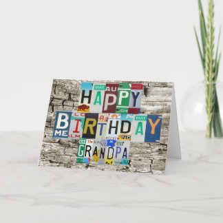Cartão License Plates Grandpa Birthday Card