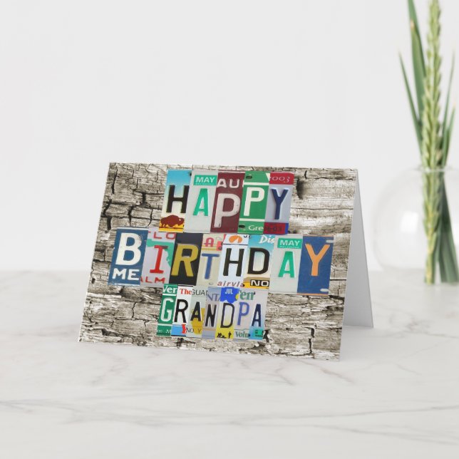Cartão License Plates Grandpa Birthday Card (Frente)