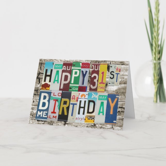 Cartão License Plates Happy 31st Birthday Card (Frente)