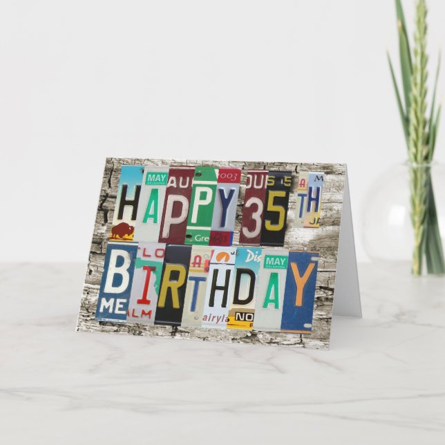 Cartão License Plates Happy 35th Birthday Card (Frente)