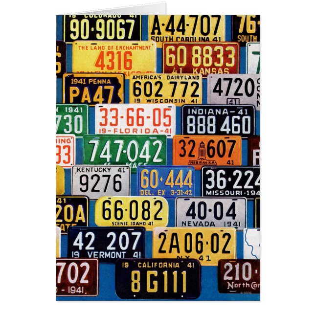 Cartão License Plates por H. Wilson Smith (Frente)