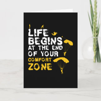 Cartão Life Begins Comfort Zone Skydiver