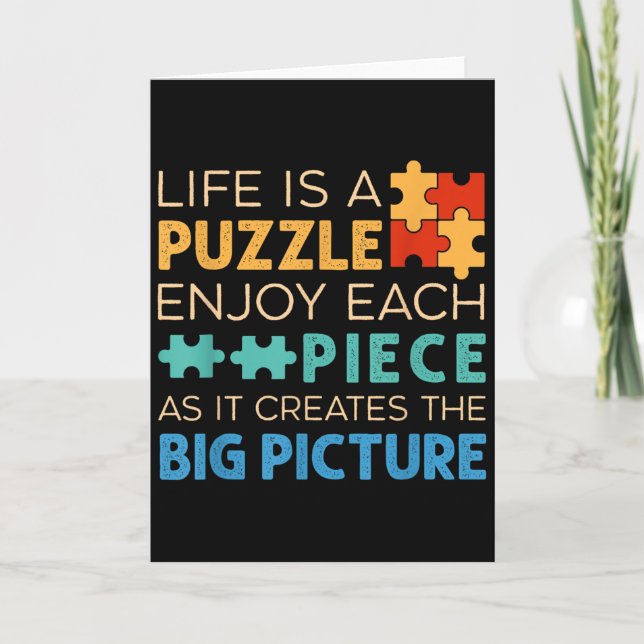 Cartão Life Is Puzzle Enjoy Each Ece _ Jigsaw Puzzle Love (Frente)