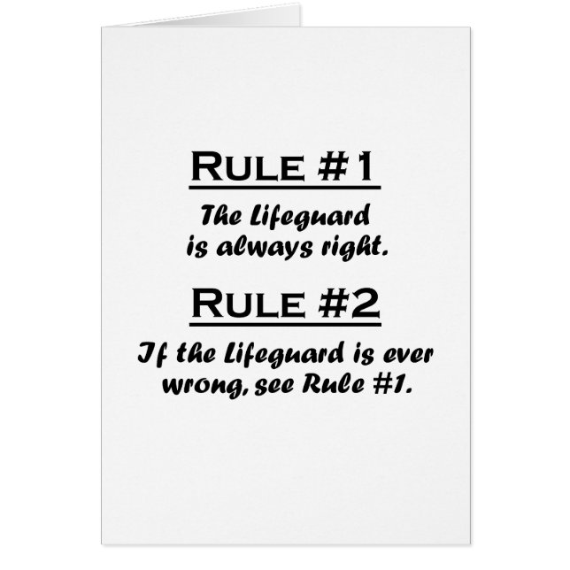 Cartão Lifeguard da regra (Frente)