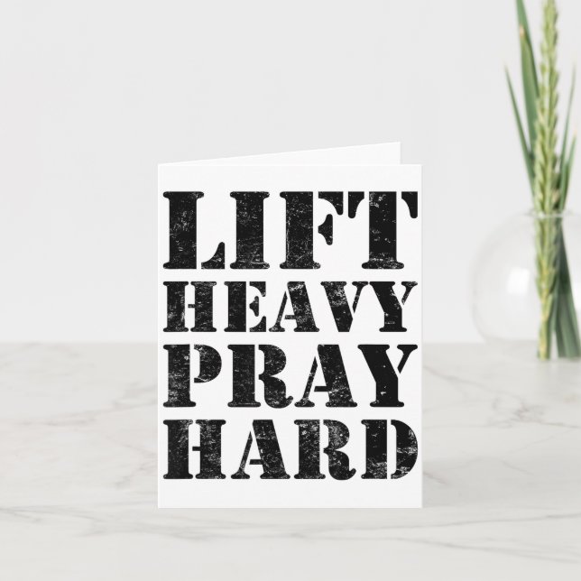 Cartão Lift Heavy Pray Hard Gym Christian Quote  (Frente)