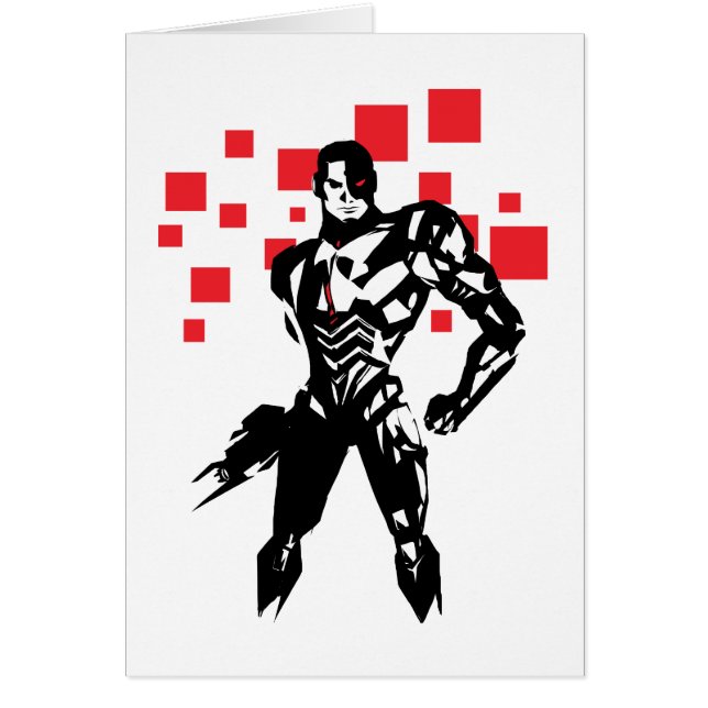 Cartão Liga da Justiça | Cyborg Digital Noir Pop Art (Frente)