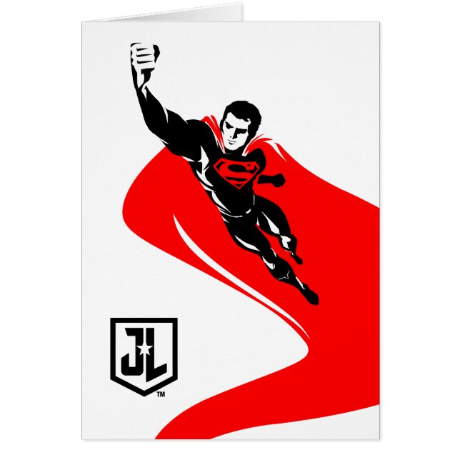 Cartão Liga da Justiça | Superman Flying Noir Pop Art (Frente)