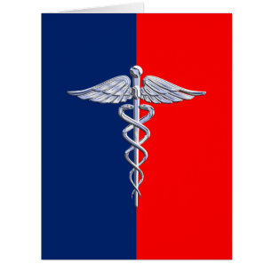 Cartão Liga dos Símbolos Médicos de Silver Caduceus