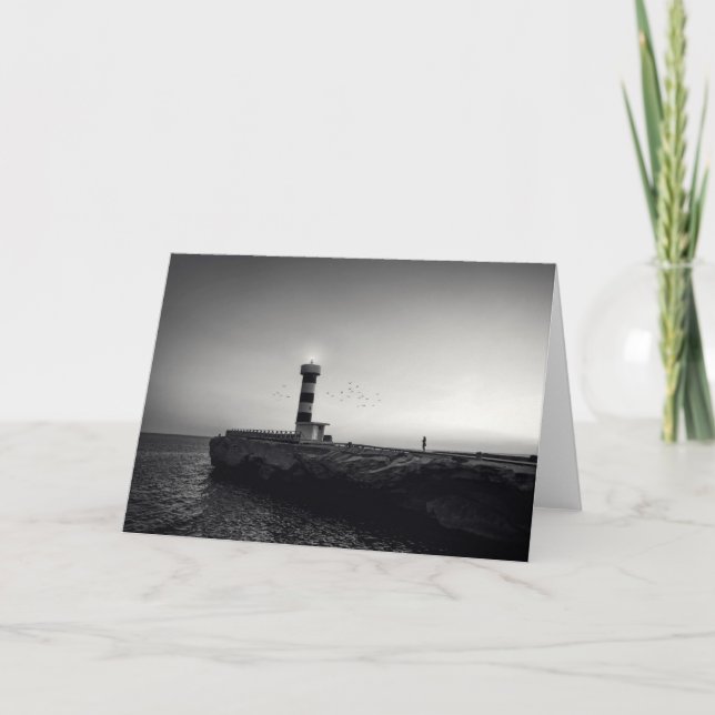 Cartão Lighthouse at Sunset (Frente)