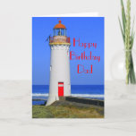 Cartão Lighthouse birthday card for Dad<br><div class="desc">Lovely painted lighthouse by the sea for the outdoor Dad, </div>