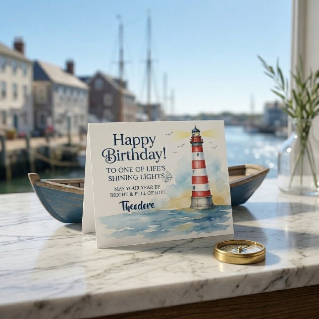 Cartão Lighthouse Birthday Shining Light Card  (Coastal charm for their birthday)