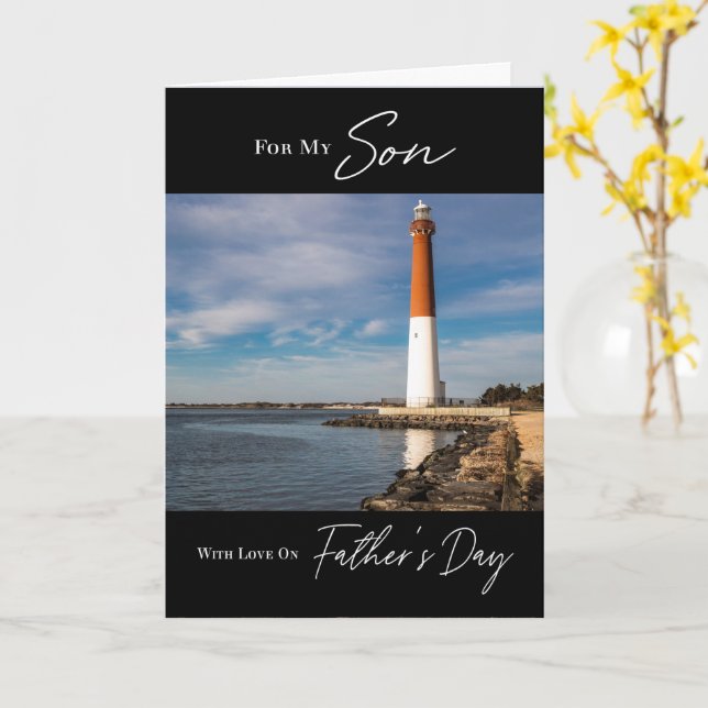 Cartão Lighthouse Seascape Father's Day for Son (Flor Amarela)