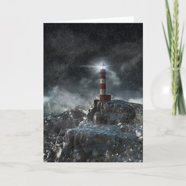Cartão Lighthouses | Lighthouse in the Storm (Frente)