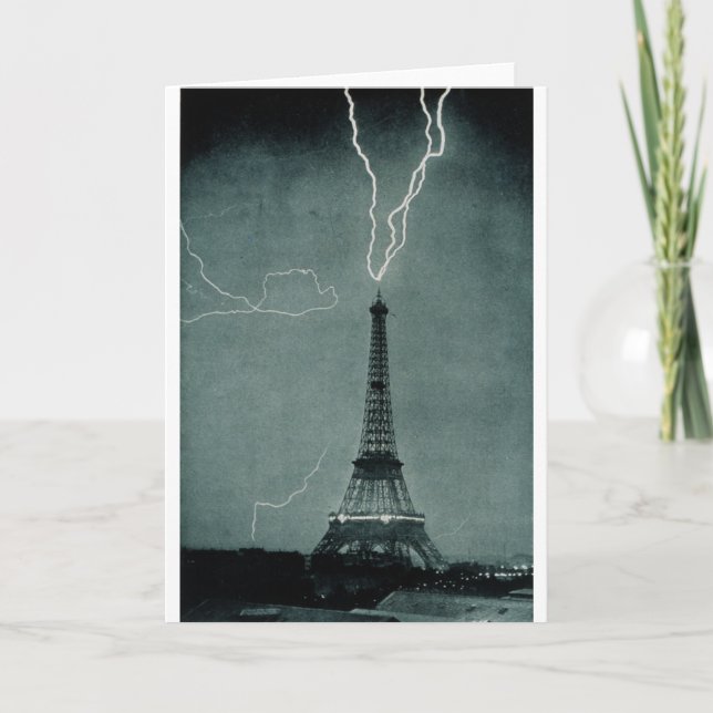 Cartão Lightning Strikes the Eiffel Tower, 1902 (Frente)