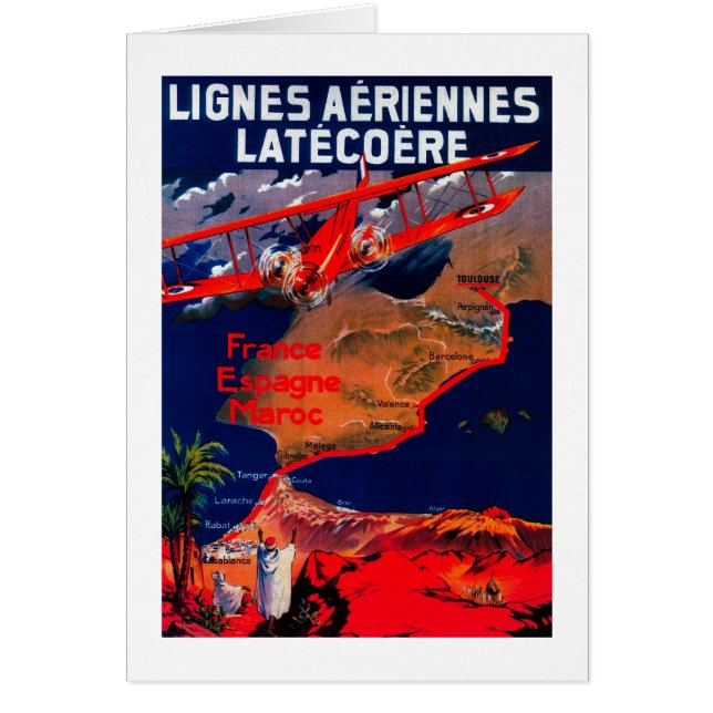 Cartão Lignes Aeriennes Latecoere Poster vintage (Frente)