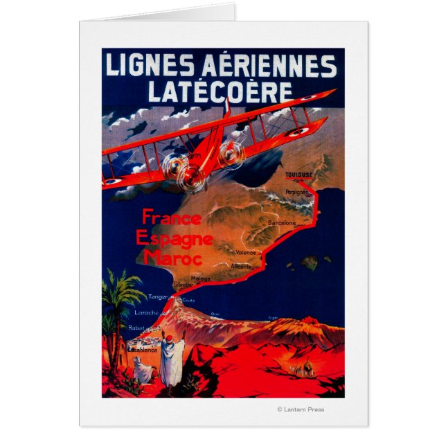 Cartão Lignes Aeriennes Latecoere Poster vintage (Frente)
