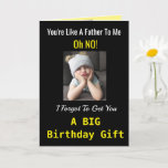 Cartão Like A Father Birthday Funny Cute Girl Card<br><div class="desc">Oh No! The special man in your life who is like a father to you will smile at this funny birthday card. The sad, grumpy girl has forgotten to get a big gift, but the verse explains she will give a big hug! The card has a modern and bold style...</div>