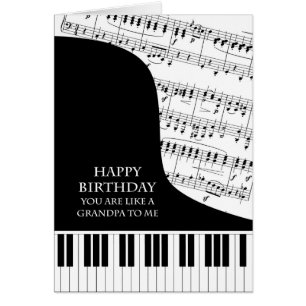 Cartão Like a Grandpa to Me Piano and Music Birthday