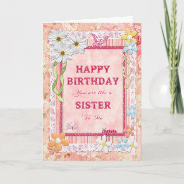 Cartão Like a sister to me, craft birthday card (Frente)