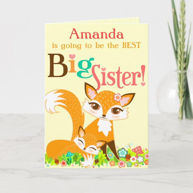 Cartão Lil Foxies Big Sister - Custom Greeting Card (Frente)