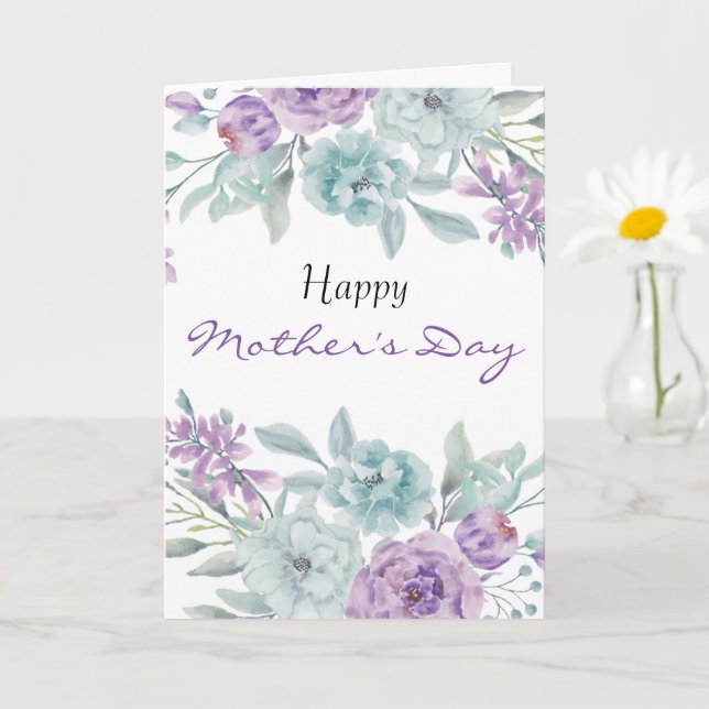 Cartão Lilac and Mint Floral | Personalized Mother's Day (Planta pequena)