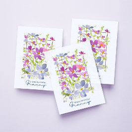 Cartão Lilac ‘Feliz Aniversário Vovó’ Floral Aquarela