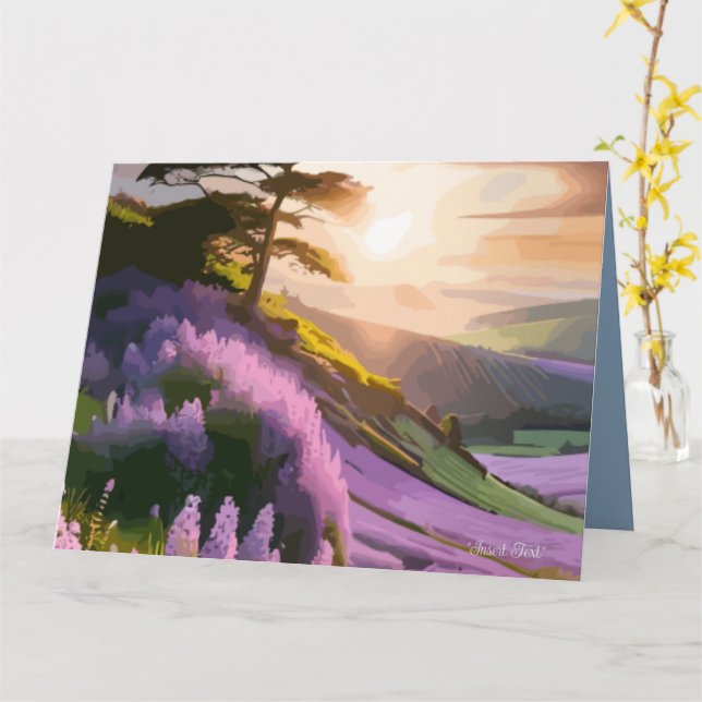 Cartão Lilac Flowers Bloom em Hill no Sunset Glow (Flor Amarela)