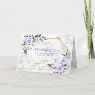 Cartão Lilac Lavend Foto Geométrica Floral Dourada Obrig